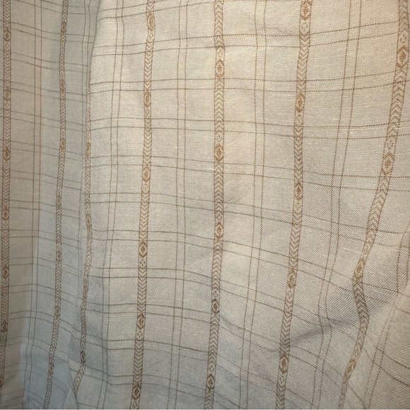 Cubavera Large Stone Beige+ Tan Aztec Plaid Khaki Trim Linen Rayon BD Shirt M - Picture 5 of 10